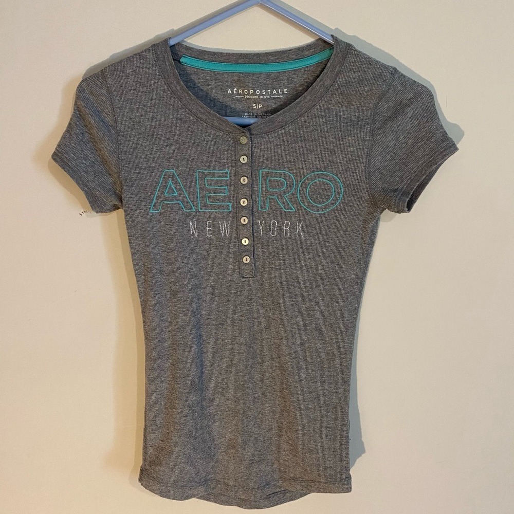 Grey and blue Aeropostale tee
